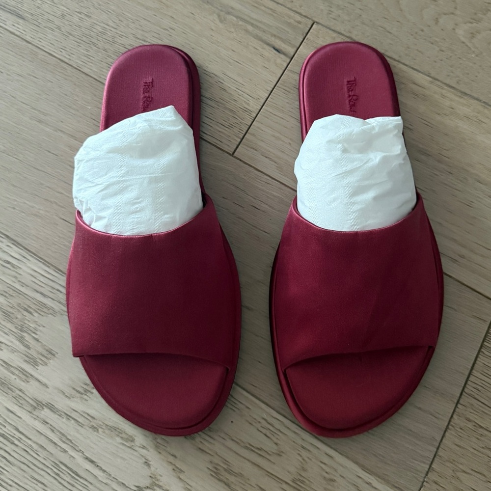 The Row Satin Red Slide Sandals